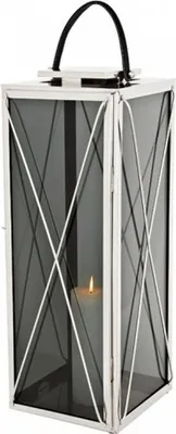 Produktbild von Casa Padrino Designer Deco Laterne Nickel Finish 30 x 30 x H. 83 cm - Luxus Hotel Restaurant Laterne