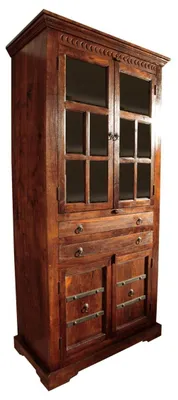 Produktbild von MASSIVMOEBEL24.DE Vitrine Akazie 94x50x195 nougat lackiert OXFORD #452