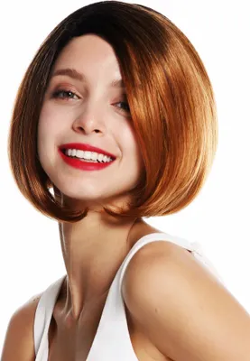 Produktbild von WIG ME UP Perücke kurz Bob Scheitel Ombre Schwarz Rotblond VK-29-YS1B+932
