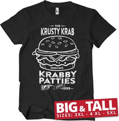 Produktbild von The Krusty Krab Serving Krabby Patties Big & Tall T-Shirt - 3XL  - Black