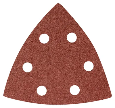 Immagine prodotto di Carta abrasiva a velcro, triangolare, 93 x 93 mm, grana P100, confezione da 5 pezzi, con 6 fori
