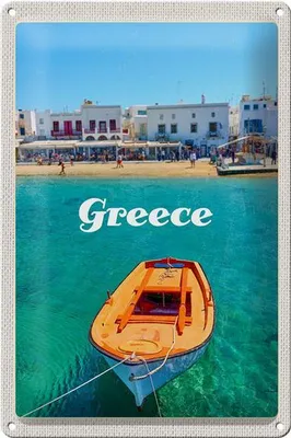 Produktbild von Blechschild Reise 20x30cm Greece Griechenland Meer Boot Strand