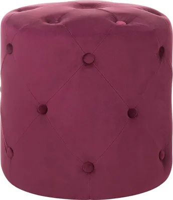 Produktbild von BELIANI Pouf Korallenrot Samtbezug Rund 40 cm Gesteppt mit Knopfheftung Chesterfield-Stil Wohnzimmer Schlafzimmer Sitzhocker Samthocker Fußhocker