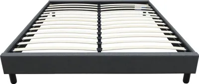 Image de Sommier "Andy" en tissu - 140 x 190cm - Gris anthracite