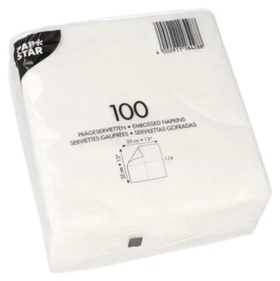 Produktbild von PAPSTAR Servietten 330 x 330 mm 1-lagig weiß 100 Stück