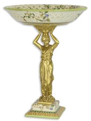 Obrázok produktu pre Casa Padrino luxusná baroková porcelánová miska na podstavci v. 34 cm
