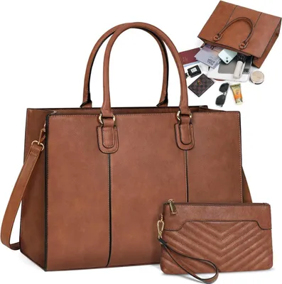 Produktbild von Handtasche Damen 15,6 Zoll Shopper Kunstleder Laptoptasche Clutch Umhängetasche