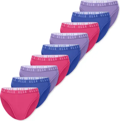 Produktbild von ELLE Damen Slip High Leg Logo 9-Pack lilac,royalblue,hotpink - Größe S