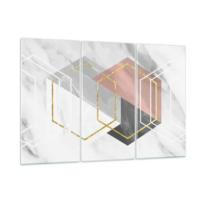 Produktbild von Bilder auf glas - 3 Teile - Zahlen Weiß Golden - 105x70cm - Glasbilder - Wandbilder - Bilder - zum Aufhängen bereit - Wanddekoration aus Glas - Glas Bilder - Wandbild auf Glas - GCE105x70-5087