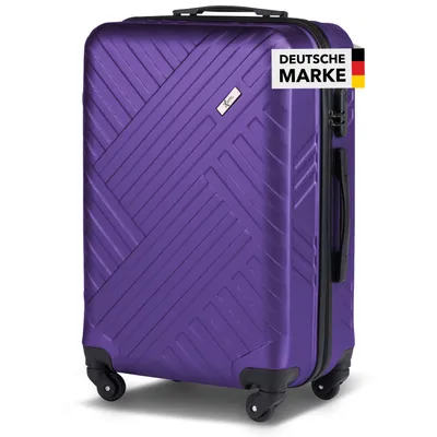 Produktbild von Xonic Design Reisekoffer mit Rollen 360° - ABS Hartschalen-Koffer Trolley mit Zahlenschloss in Handgepäck M-L-XL-Set (Lila, XL)