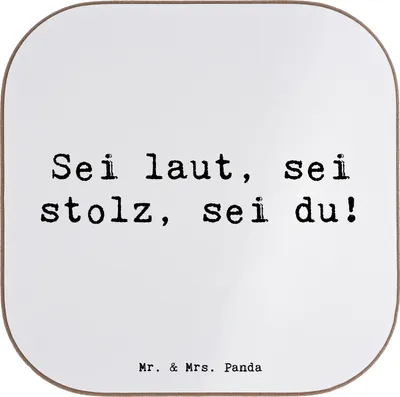 Produktbild von Mr. & Mrs. Panda Untersetzer für Gläser Spruch Sei du Mutig - Weiß - Geschenk, Coaster, Tischuntersetzer, Zuversicht, Inspiration, Holzuntersetzer, Ermutigung, Trost