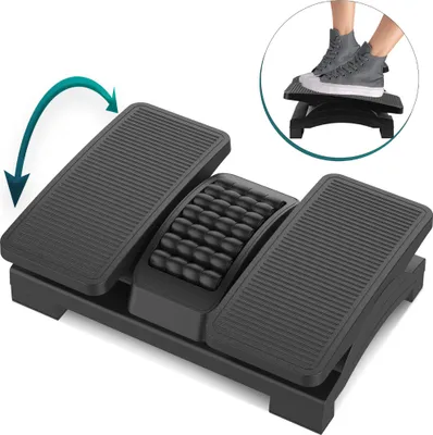 Produktbild von BUDDLEY Ergonomische Fußstütze für Büro oder Home Office - viele verschiedenen Fußauflagen Variationen - Fusstütze für Schreibtisch (Schwarz, Verstell