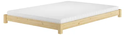 Produktbild von Flaches Futon-Doppelbett Bodenbett  Niedrigbett 140x200 Kiefer massiv V-60.51-14Rollrost und Matratze inkl.