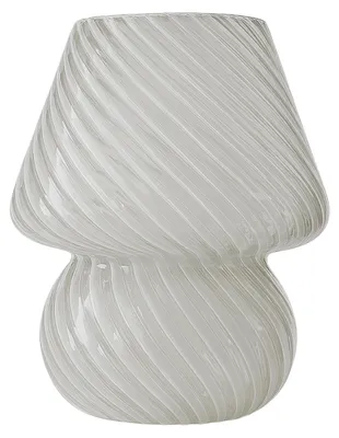 Produktbild von Relaxdays Tischlampe, Pilz Design, Glas, E27, batteriebetriebene Nachttischlampe, HxD: 24 x 16 cm, Touchfunktion, weiß