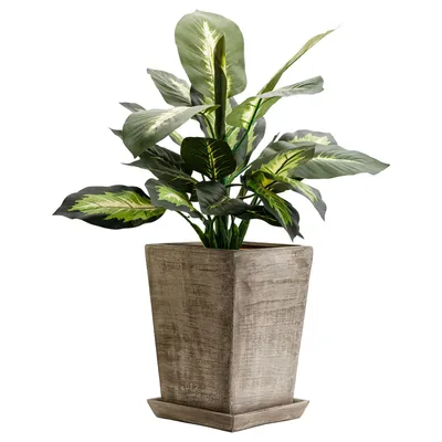 Produktbild von Blumentopf Blumenübertopf Untersetzer Quadrat Maße (LxBxH): 17x17x24 cm Dunkelgrau Modern Innenräume Glamour Trapez