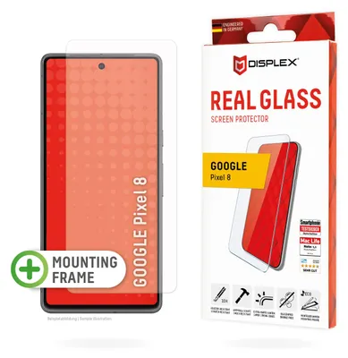 Produktbild von Displex Panzerglas (10H, 2D) für Google Pixel 8, Eco-Montagerahmen, kratzer-resistent, Google, Pixel 8, Trockene Anwendung, Staubresistent, Schlagfest, Kratzresistent, Schockresistent, Transparent, 1 Stück(e)