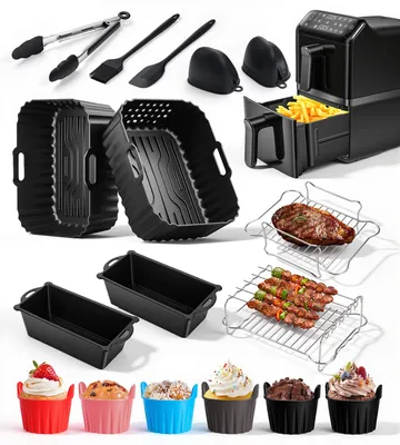21-teiliges Silikon-Backform-Set für Airfryer, 2x 5L