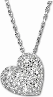 Produktbild von SilberDream Halskette 44,5cm 925er Silber mit Zirkonia Herz Anhänger SDK4986W