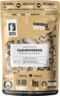 Produktbild von Cashewkerne, ungeröstet, ungesalzen, naturbelassen, für Müsli, Curry & als Snack, 200g