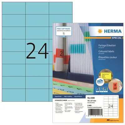 Produktbild von Etiketten A4 blau 70x37 mm Papier matt 2400 St.