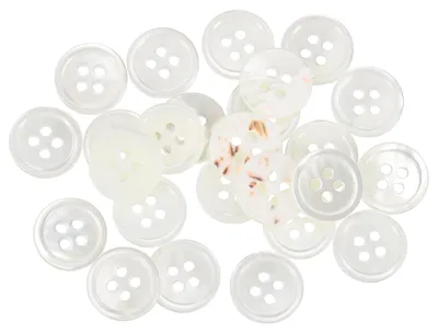 Nähknöpfe aus Perlmutt, 12,5 mm, 25 Stück, Weiß/Rot