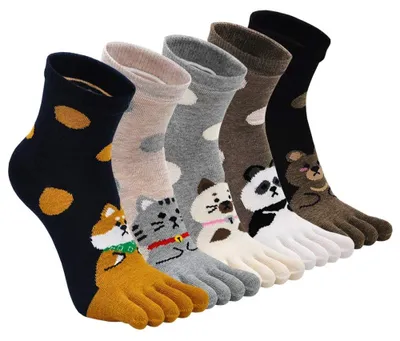 Productafbeelding van Teensokken - Vijfvingersokken - Dierenprint - Dames - Maat 36-41 - 4 of 5 paar