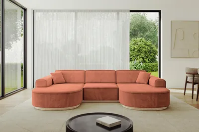 Produktbild von ALTDECOR Ecksofa in U-Form MARI-U1-v1 -303x171x83 cm Apricot - Corner Sofa Bett Eckcouch Couch L-Form Wohnlandschaft Cauchsofa
