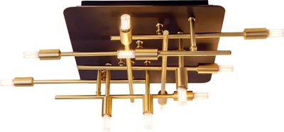 Produktbild von Näve Leuchten LED Deckenleuchte "ANCONA" mit Backlight L: 51cm schwarz / gold LED Deckenleuchte "ANCONA" mit Backlight L: 51cm schwarz / gold Deckenleuchten - LED Deckenleuchte "ANCONA" mit Backlight L: 51cm schwarz / gold, Deckenlampe im Industrial Style, aus Metall in messing, 51 x 48 x 15 cm, G9-Fassung – Backlight