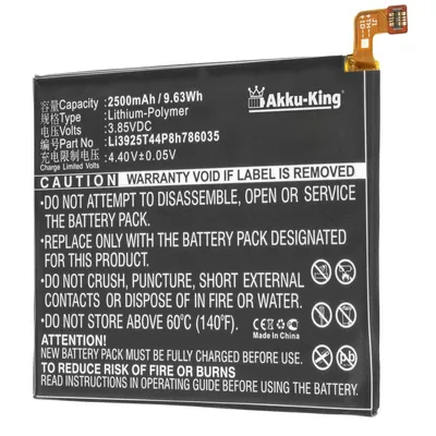 Produktbild von Akku kompatibel mit ZTE Li3925T44P8h786035 - Li-Polymer 2500mAh - für Blade A910, A910 Dual, A910 Dual SIM, V770, BA910, WiMAX 2+, ZTU31