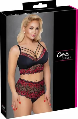 Produktbild von Cottelli - BH und Slip schwarz/rot