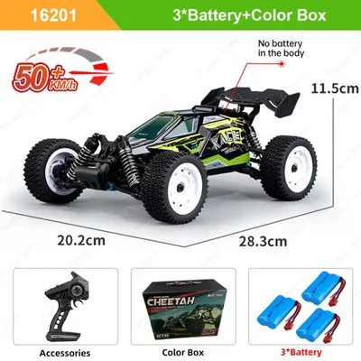 Obrázek produktu pro Dálkově ovládané auto - model 16201 PRO - Rychlý pohon 4x4 - Vhodné pro terén - Měřítko 1:16 - Dosah 100 metrů - 16 minut provozu - Zelená barva