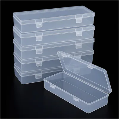 6er Set Lange Aufbewahrungsboxen 15,5x6,5x3 cm Transparent
