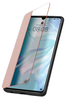 Imagen del producto de Funda tipo libro para Huawei P30, color rosa champán, con gran ventana transparente