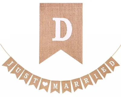 Hochzeitsgirlande Just Married, Herz-Buchstaben-Banner, schwarz
