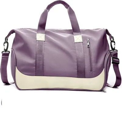 Produktbild von Sporttasche für Damen und Herren, Weekender, Handgepäck, Workout, Reisetasche, Übernachtungstasche, Umhängetasche, leicht, mit Schuhfach und Nassfach, Lila
