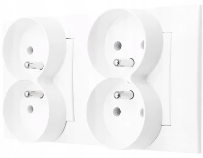 Produktbild von Ospel Szafir Weiß Doppelsteckdose Set mit Rahmen