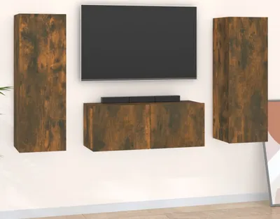 Produktbild von The Living Store 3-tlg. TV-Schrank-Set Räuchereiche Holzwerkstoff