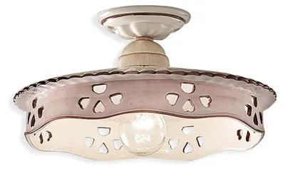 Obrázek produktu pro Klasické stropní svítidlo Alexandria Ceramic White Shaded Gold Decorated 1 Light E27