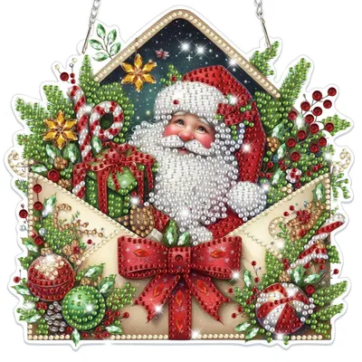 Image de Kit de loisirs créatifs pour adultes : pendentif "homme de neige" en strass 5D, idéal pour créer une décoration de fenêtre de Noël