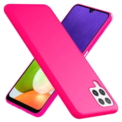 Produktbild von NALIA Bunte Neon Silikonhülle für Samsung Galaxy A22, Intensive Farbe Rutschfest Samtig Gummiert Pink