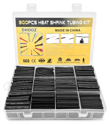 Schrumpfschlauch-Set, 900 Stück, schwarz, HSC048