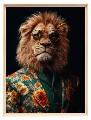 Image de Tableau mural encadré lion stylé 60x80 cm, Tableau mural moderne pour décoration intérieure