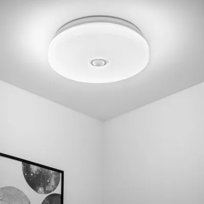 Obrázok produktu pre LUMILED LED stropné svietidlo 12W 1080lm stropné svietidlo 4000K neutrálna biela 25cm biely detektor pohybu okrúhly byt moderná obývacia izba detská izba, spálňa