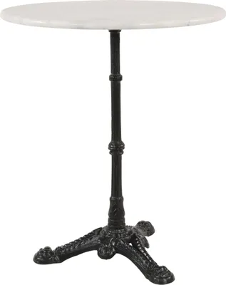 Produktbild von Gartentisch Bistrotisch Marmor Marmortisch Gastrotisch weiß gusseisener Fuss Ø60x72cm