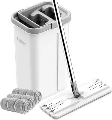 Produktbild von Selbstwringendes Mikrofasermopp-Set mit waschbaren Pads - Reinigungssystem für Böden
