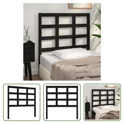 Produktbild von The Living Store Kopfteil Schwarz 95,5x4x100 cm Massivholz Kiefer