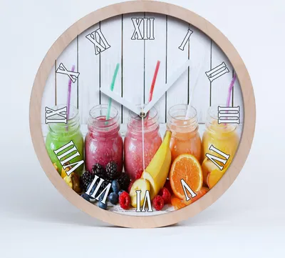 Produktbild von Holzuhr 20fi cm wanduhr - weiße Spitzen - Fruchtsmoothies