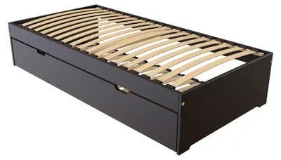 Image de Lit gigogne 80x200 Malo pin massif, Noir