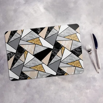 Produktbild von Tischset 6x45x30 cm + 6x10fi cm Platzset Tischmatte Platzmatte Untersetzer - Geometrische Muster Abstrakt