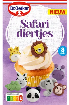 Immagine prodotto di Dr. Oetker Safari Diertjes decorazione di zucchero 16g - motivi colorati di animali commestibili per torte e cupcakes